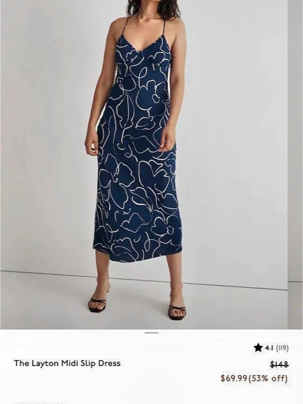 Madewell The Layton Midi Slip Dress Abstract Midi Slip Dress in Blue & White